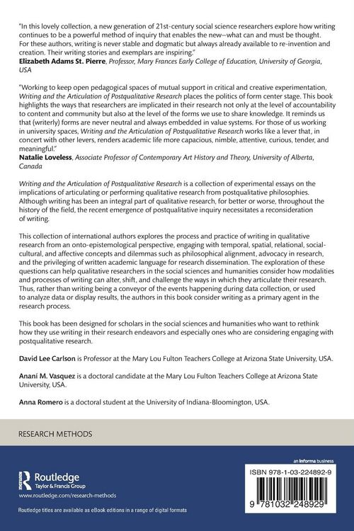 Produktbild: Writing and the Articulation of Postqualitative Research