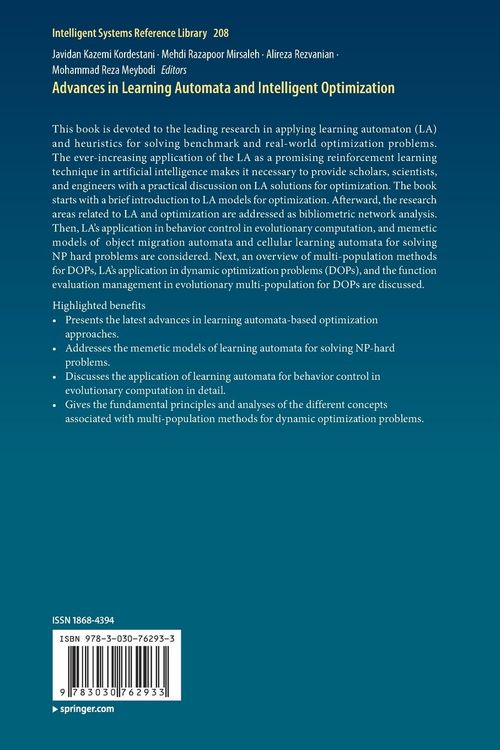 Produktbild: Advances in Learning Automata and Intelligent Optimization
