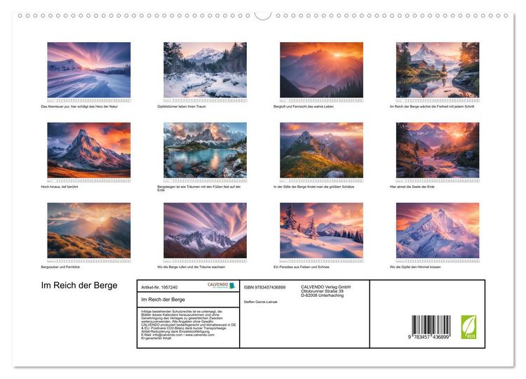 Produktbild: Im Reich der Berge (hochwertiger Premium Wandkalender 2026 DIN A2 quer), Kunstdruck in Hochglanz