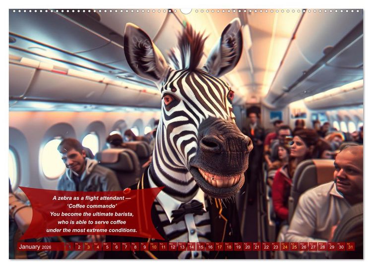 Produktbild: Funny animals as flight attendants (High Quality Premium Wall Calendar 2026 DIN A2 landscape),CALVENDO 12 Month Wall Calendar