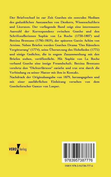 Produktbild: Briefe Goethe&acute;s an Sophie von La Roche und Bettina Brentano