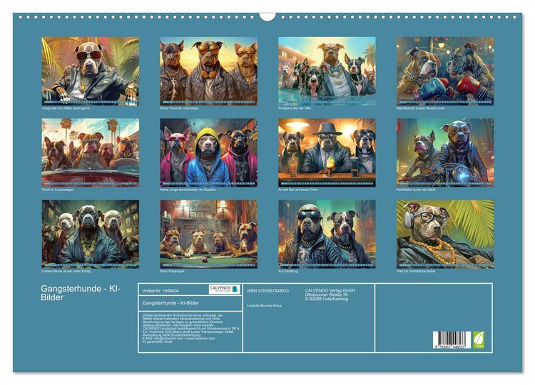 Produktbild: Gangsterhunde - KI-Bilder (Wandkalender 2026 DIN A2 quer), CALVENDO Monatskalender