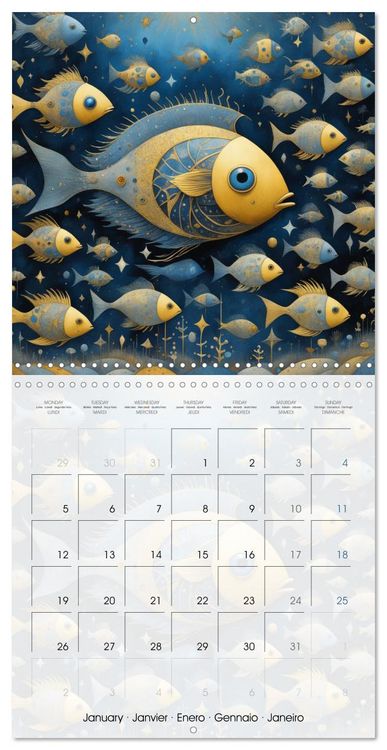 Produktbild: Les aventures des poissons d'acier (Calendrier mural carr&eacute; 2026 30x30 cm) Calendrier double avec une page pour vos prises de notes