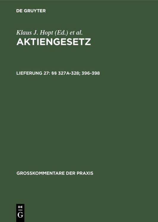 Produktbild: Aktiengesetz / &sect;&sect; 327a-328; 396-398