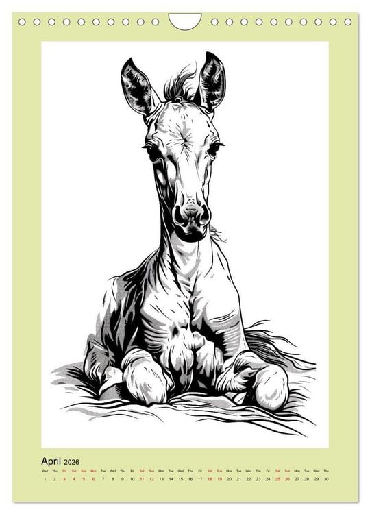 Produktbild: Sketchy Power Horses (Wall Calendar 2026 DIN A4 portrait), CALVENDO 12 Month Wall Calendar