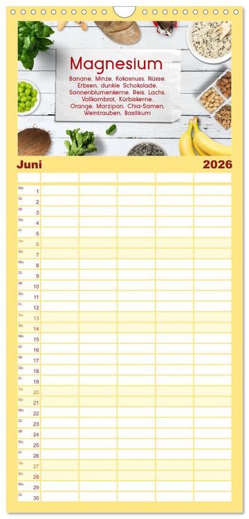 Produktbild: Familienplaner 2026 - Vitalstoffe - fit essen mit 5 Spalten (Wandkalender, 21 x 45 cm) CALVENDO