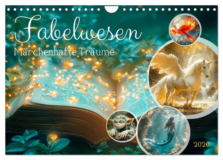 Produktbild: FABELWESEN M&auml;rchenhafte Tr&auml;ume (Wandkalender 2026 DIN A4 quer), CALVENDO Monatskalender