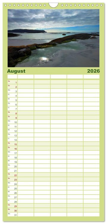Produktbild: Familienplaner 2026 - Norwegen mit 5 Spalten (Wandkalender, 21 x 45 cm) CALVENDO