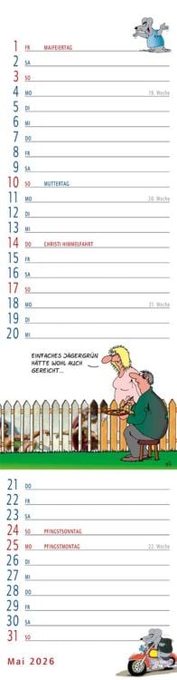 Produktbild: Uli Stein Streifenkalender 2026: Monatskalender für die Wand