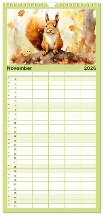 Produktbild: Familienplaner 2026 - Zw&ouml;lf Monate im Wald mit 5 Spalten (Wandkalender, 21 x 45 cm) CALVENDO