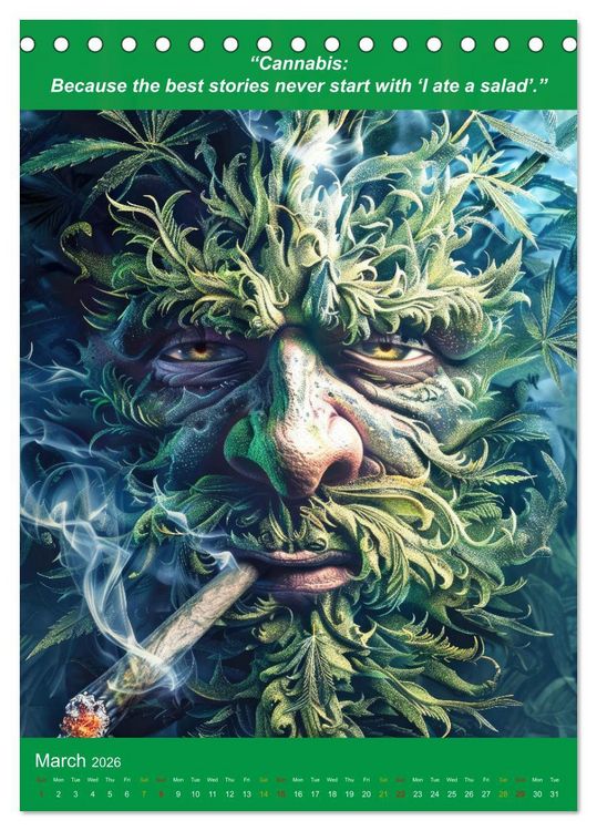 Produktbild: The funniest cannabis pictures and slogans (Desk Calendar 2026 DIN A5 portrait), CALVENDO 12 Month DeskCalendar