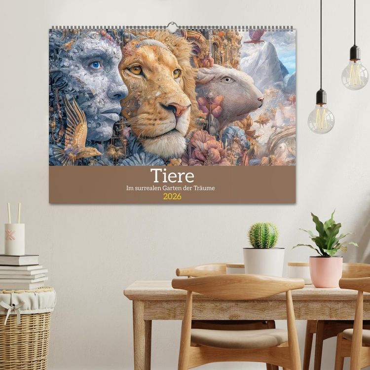 Produktbild: Tiere - Im surrealen Garten der Tr&auml;ume (Wandkalender 2026 DIN A2 quer), CALVENDO Monatskalender