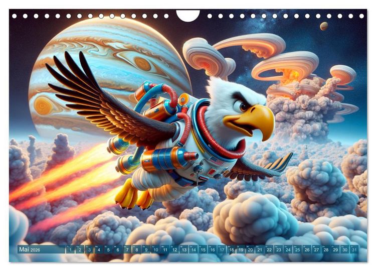 Produktbild: Tierische Raumfahrer: Durch das Universum mit Fell und Feder (Wandkalender 2026 DIN A4 quer), CALVENDO Monatskalender