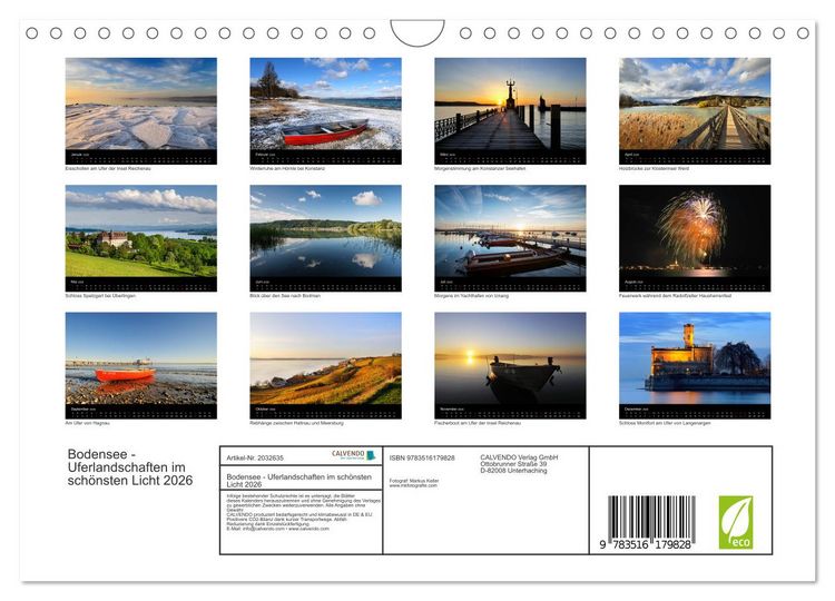 Produktbild: Bodensee - Uferlandschaften im sch&ouml;nsten Licht 2026 (Wandkalender 2026 DIN A4 quer), CALVENDO Monatskalender