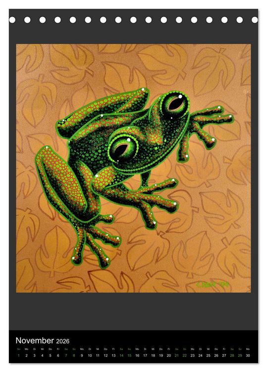 Produktbild: Acrylic paintings - Pfeilgiftfr&ouml;sche und Cham&auml;leons (Tischkalender 2026 DIN A5 hoch), CALVENDO Monatskalender