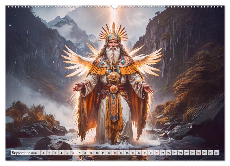 Produktbild: Inka-Mythologie - G&ouml;tter, Helden und Monster (hochwertiger Premium Wandkalender 2026 DIN A2 quer), Kunstdruck in Hochglanz