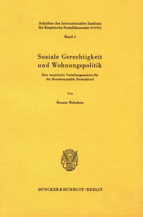Produktbild: Soziale Gerechtigkeit und Wohnungspolitik
