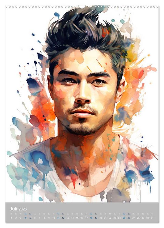 Produktbild: Gentlemen in Aquarell (Wandkalender 2026 DIN A2 hoch), CALVENDO Monatskalender