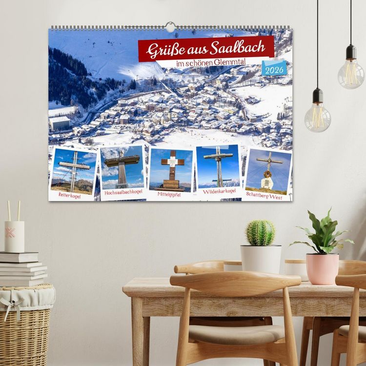 Produktbild: Gr&uuml;&szlig;e aus Saalbach (Wandkalender 2026 DIN A2 quer), CALVENDO Monatskalender