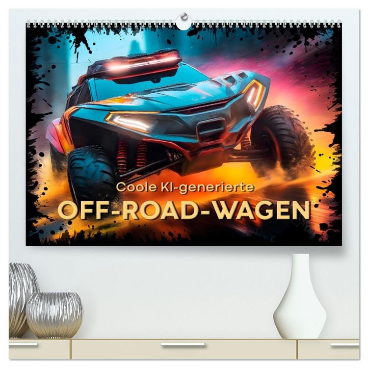 Produktbild: Coole KI-generierte OFF-ROAD-WAGEN (hochwertiger Premium Wandkalender 2026 DIN A2 quer), Kunstdruck in Hochglanz