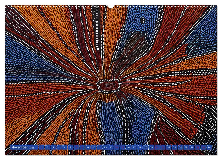 Produktbild: Traumzeit - KI-generierte Aborigine-Kunst aus dem Herzen Australiens (Wandkalender 2026 DIN A2 quer), CALVENDO Monatskalender