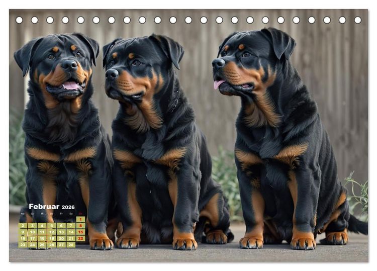 Produktbild: Majest&auml;tische Rottweiler: Ein Jahr voller Kraft und Loyalit&auml;t (Tischkalender 2026 DIN A5 quer), CALVENDO Monatskalender