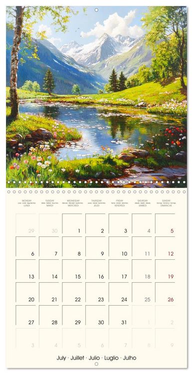 Produktbild: Majestic mountain retreats. Alpine landscape paintings (Wall Calendar 2026 12 &times; 12 Inch) CALVENDO 12 Month Wall Calendar