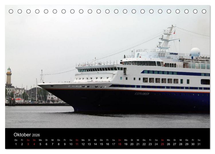 Produktbild: Cruiseliner in Warnem&uuml;nde (Tischkalender 2026 DIN A5 quer), CALVENDO Monatskalender
