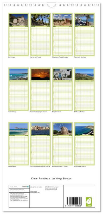 Produktbild: Familienplaner 2026 - Kreta - Paradies an der Wiege Europas mit 5 Spalten (Wandkalender, 21 x 45 cm) CALVENDO
