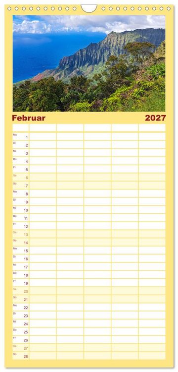 Produktbild: Familienplaner 2027 - Hawaii - Eindr&uuml;cke von Big Island, Kauai & Oahu mit 5 Spalten (Wandkalender, 21 x 45 cm) CALVENDO