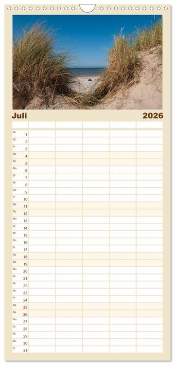 Produktbild: Familienplaner 2026 - Ameland mit 5 Spalten (Wandkalender, 21 x 45 cm) CALVENDO