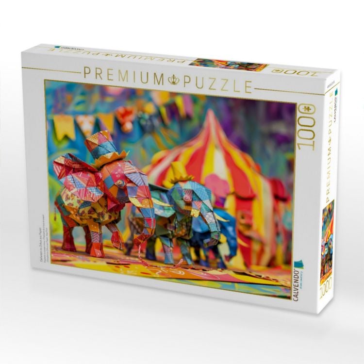 Produktbild: CALVENDO Puzzle Elefanten im Zirkus aus Papier. | 1000 Teile Lege-Gr&ouml;&szlig;e 64x48cm Foto-Puzzle f&uuml;r gl&uuml;ckliche Stunden