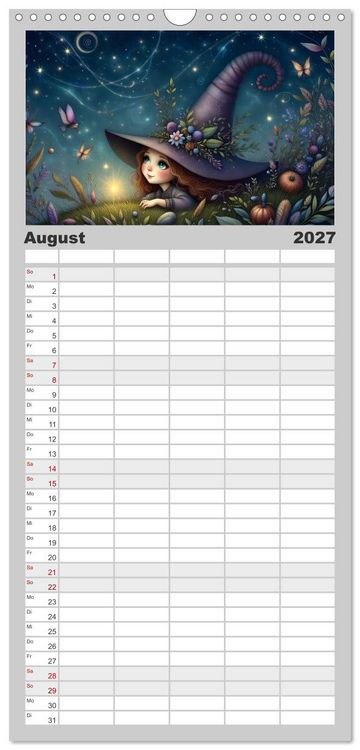 Produktbild: Familienplaner 2027 - Luna, die kleine Zauberhexe mit 5 Spalten (Wandkalender, 21 x 45 cm) CALVENDO