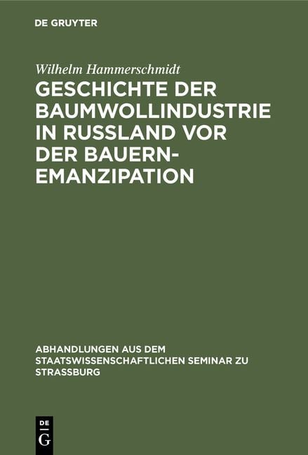 Produktbild: Geschichte der Baumwollindustrie in Russland vor der Bauernemanzipation