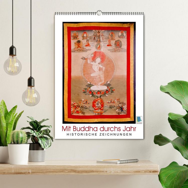 Produktbild: Mit Buddha durchs Jahr: historische Zeichnungen (Wandkalender 2026 DIN A2 hoch), CALVENDO Monatskalender