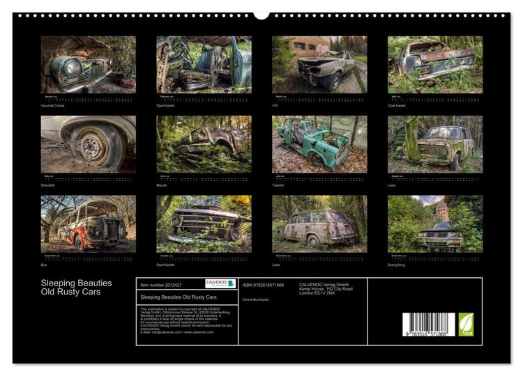 Produktbild: Sleeping Beauties Old Rusty Cars (High Quality Premium Wall Calendar 2026 DIN A2 landscape),CALVENDO 12 Month Wall Calendar