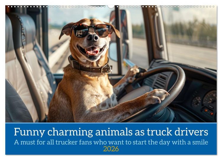 Produktbild: Funny charming animals as truck drivers (Wall Calendar 2026 DIN A2 landscape), CALVENDO 12 Month Wall Calendar