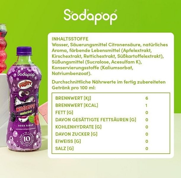 Produktbild: SODAPOP FRITT Sirup Wildberry 500ml f&uuml;r 10 Liter