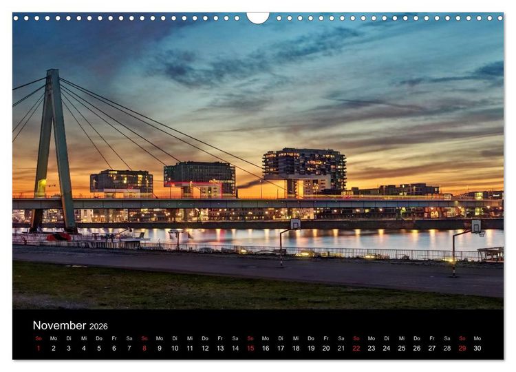 Produktbild: K&ouml;ln bei Nacht - dunkelbunte Stadt (Wandkalender 2026 DIN A3 quer), CALVENDO Monatskalender