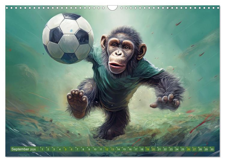 Produktbild: Fu&szlig;ballfieber bei den Babyaffen (Wandkalender 2026 DIN A3 quer), CALVENDO Monatskalender