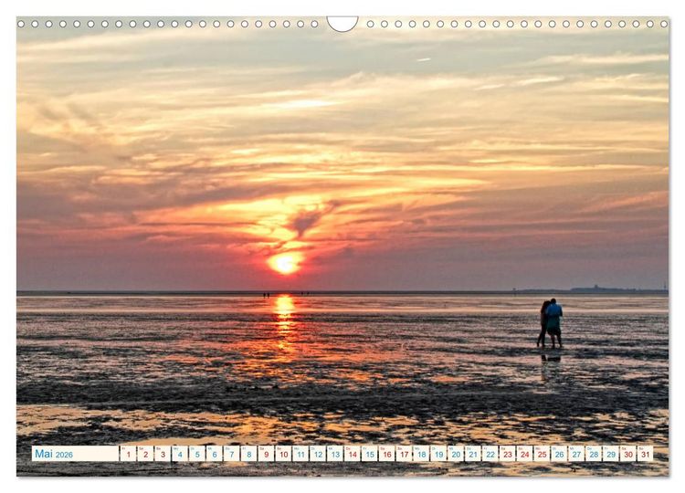 Produktbild: Sonnenunterg&auml;nge, an der Nordseek&uuml;ste vor Cuxhaven (Wandkalender 2026 DIN A3 quer), CALVENDO Monatskalender
