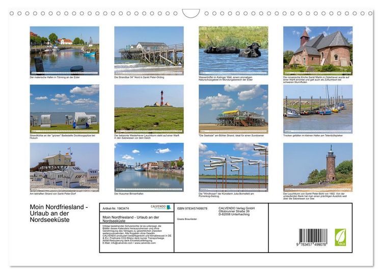 Produktbild: Moin Nordfriesland - Urlaub an der Nordseek&uuml;ste (Wandkalender 2026 DIN A3 quer), CALVENDO Monatskalender