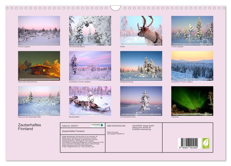 Produktbild: Zauberhaftes Finnland (Wandkalender 2026 DIN A3 quer), CALVENDO Monatskalender