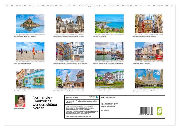 Produktbild: Normandie - Frankreichs wundersch&ouml;ner Norden (hochwertiger Premium Wandkalender 2026 DIN A2 quer), Kunstdruck in Hochglanz