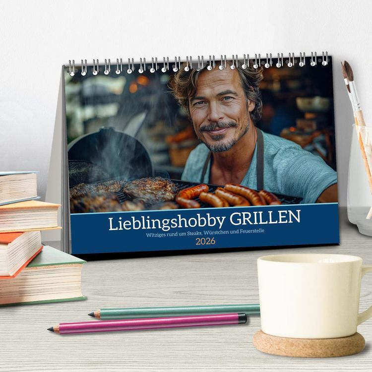 Produktbild: Lieblingshobby Grillen (Tischkalender 2026 DIN A5 quer), CALVENDO Monatskalender