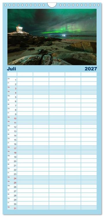 Produktbild: Familienplaner 2027 - Magische N&auml;chte - POLARLICHT mit 5 Spalten (Wandkalender, 21 x 45 cm) CALVENDO