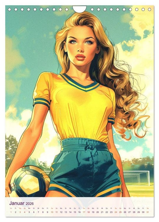 Produktbild: Frauenfu&szlig;ball - Old School Poster Style (Wandkalender 2026 DIN A4 hoch), CALVENDO Monatskalender