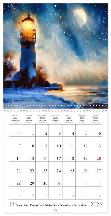 Produktbild: Phares de fantaisie (Calendrier mural carr&eacute; 2026 30x30 cm) Calendrier double avec une page pour vos prises de notes