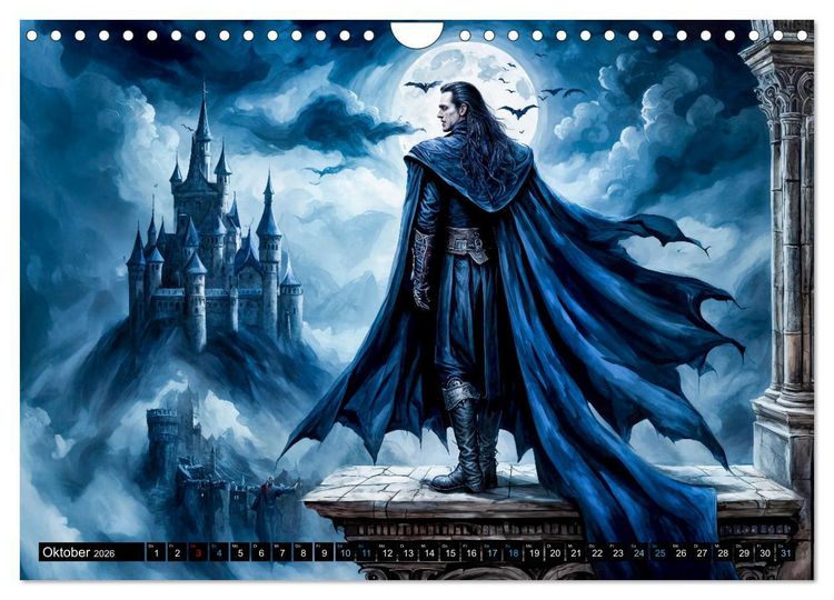 Produktbild: Finsternis der Vampire - Mystischer d&uuml;sterer Fantasy Kalender (Wandkalender 2026 DIN A4 quer), CALVENDO Monatskalender