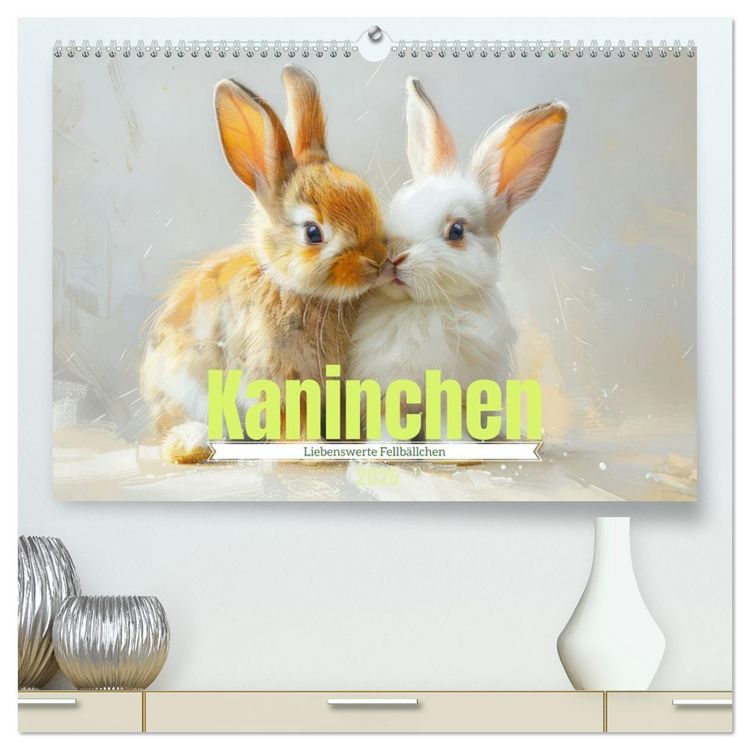Produktbild: Kaninchen - Liebenswerte Fellb&auml;llchen (hochwertiger Premium Wandkalender 2026 DIN A2 quer), Kunstdruck in Hochglanz